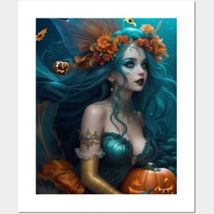 Halloween Mermaid Fairy Posters and Art